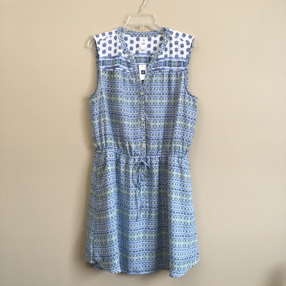 Gap Tall Floral Sleeveless Tie-waist Shirtdress L